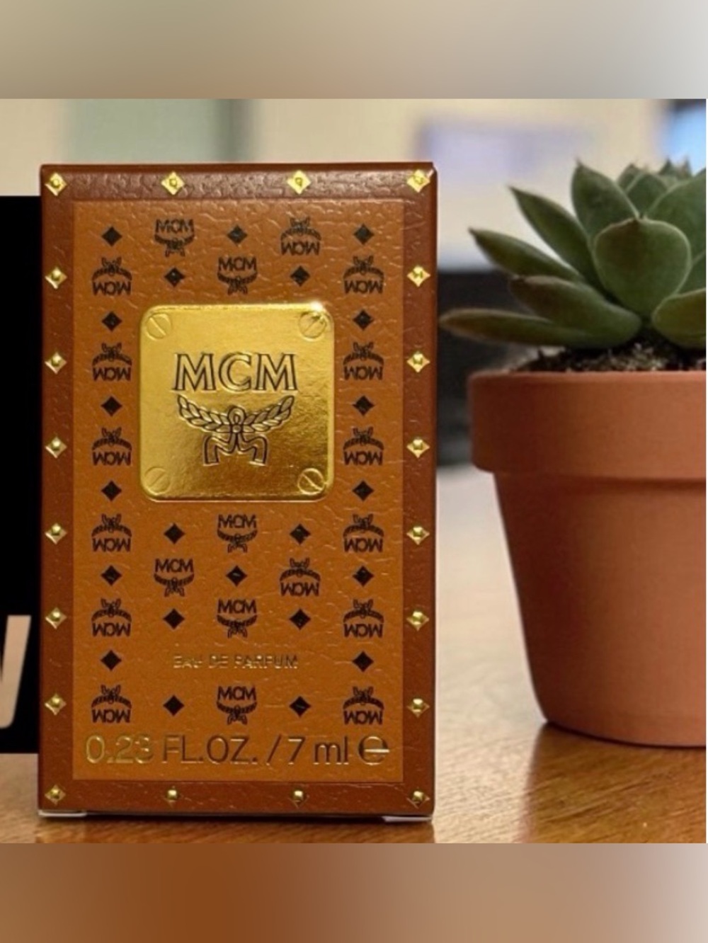 MCM Brown and Gold Monogram Mini Perfume Box
